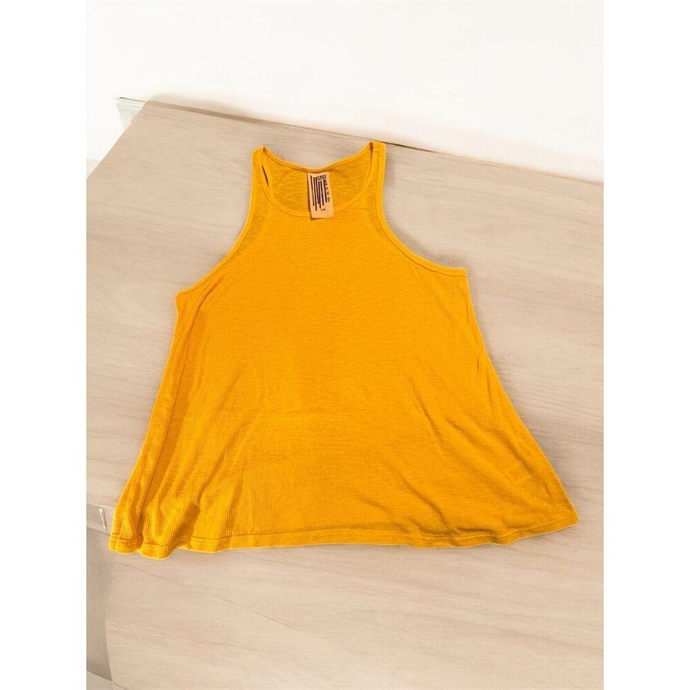Free People Women's High Neck Sleeveless Tank Top Sexy & Stylish Yellow Large - Picture 2 of 6